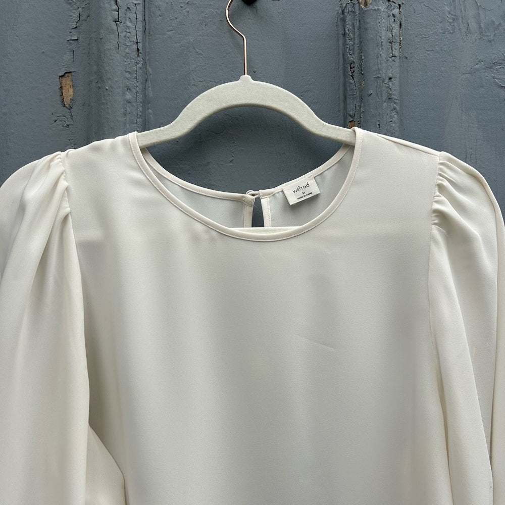 Wilfred Cream Long Sleeve Crepe Blouse, size M