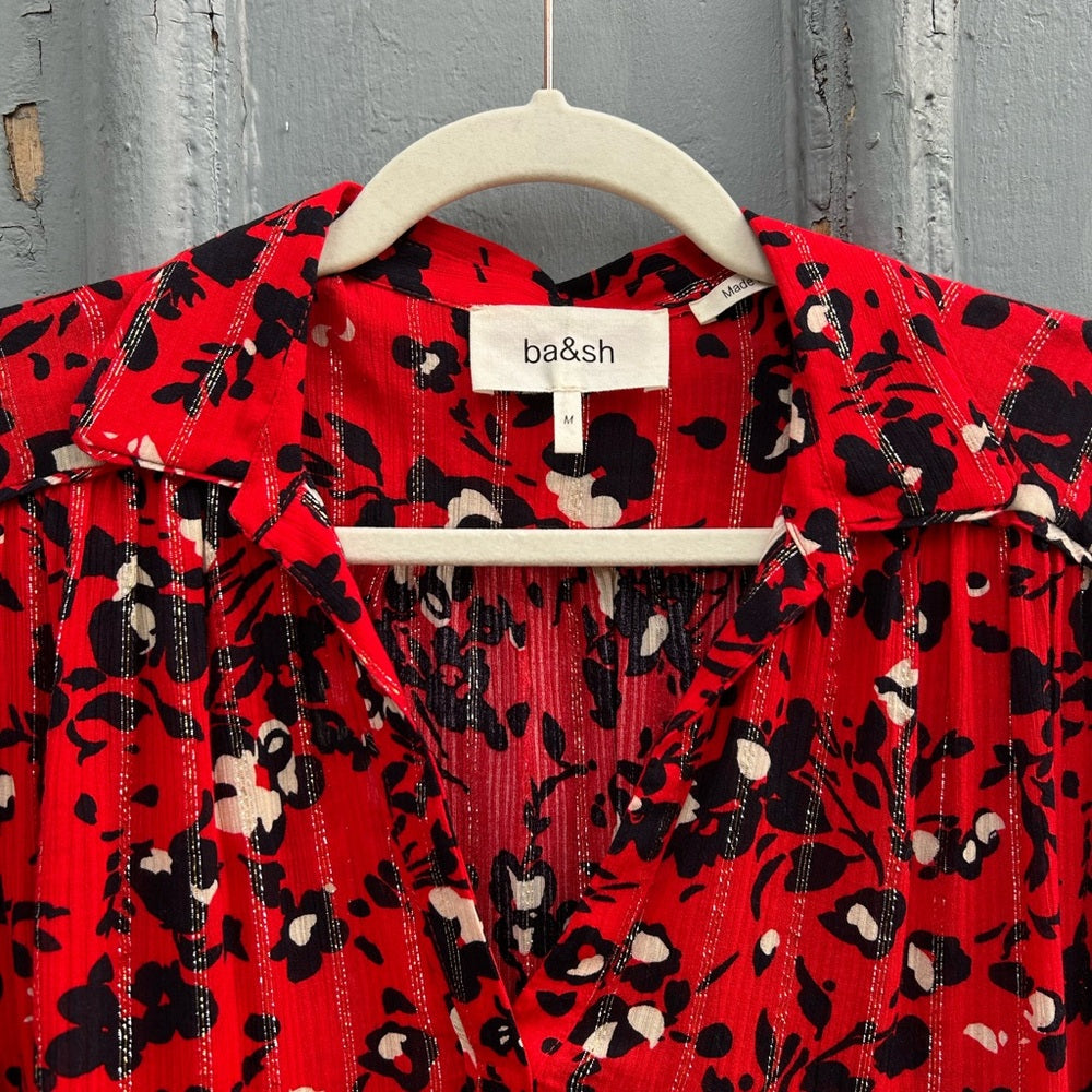 Ba&sh Eddy Rouge floral blouse, size M