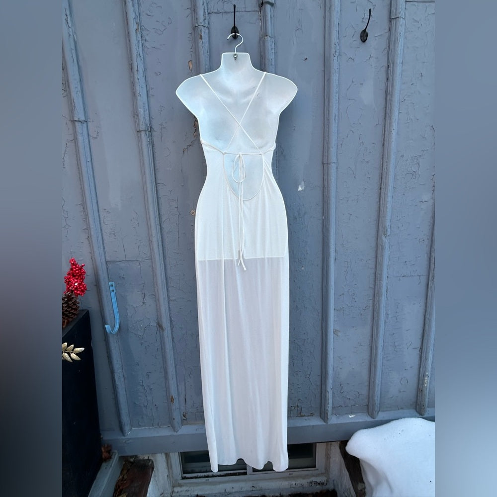 Skims Sheer Cream Maxi Slip, size L