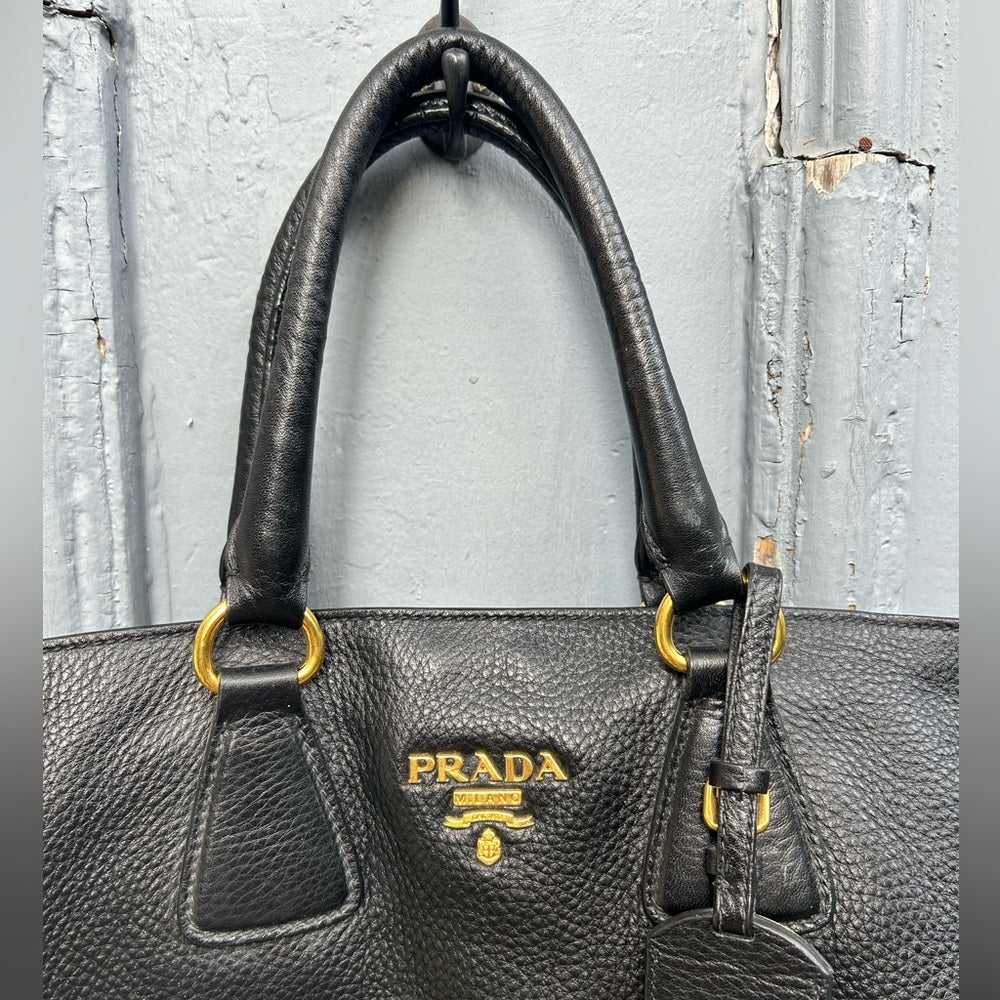 Prada Vitello Daino Zippy Shopping Bag Nero, 17.5” x 13.5” x 6”