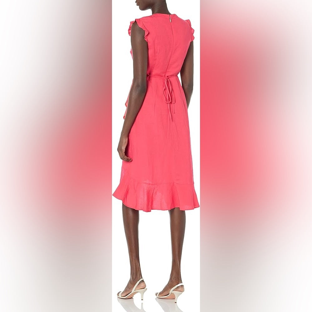 Karl Lagerfeld Linen Blend Faux Wrap Dress, size 4