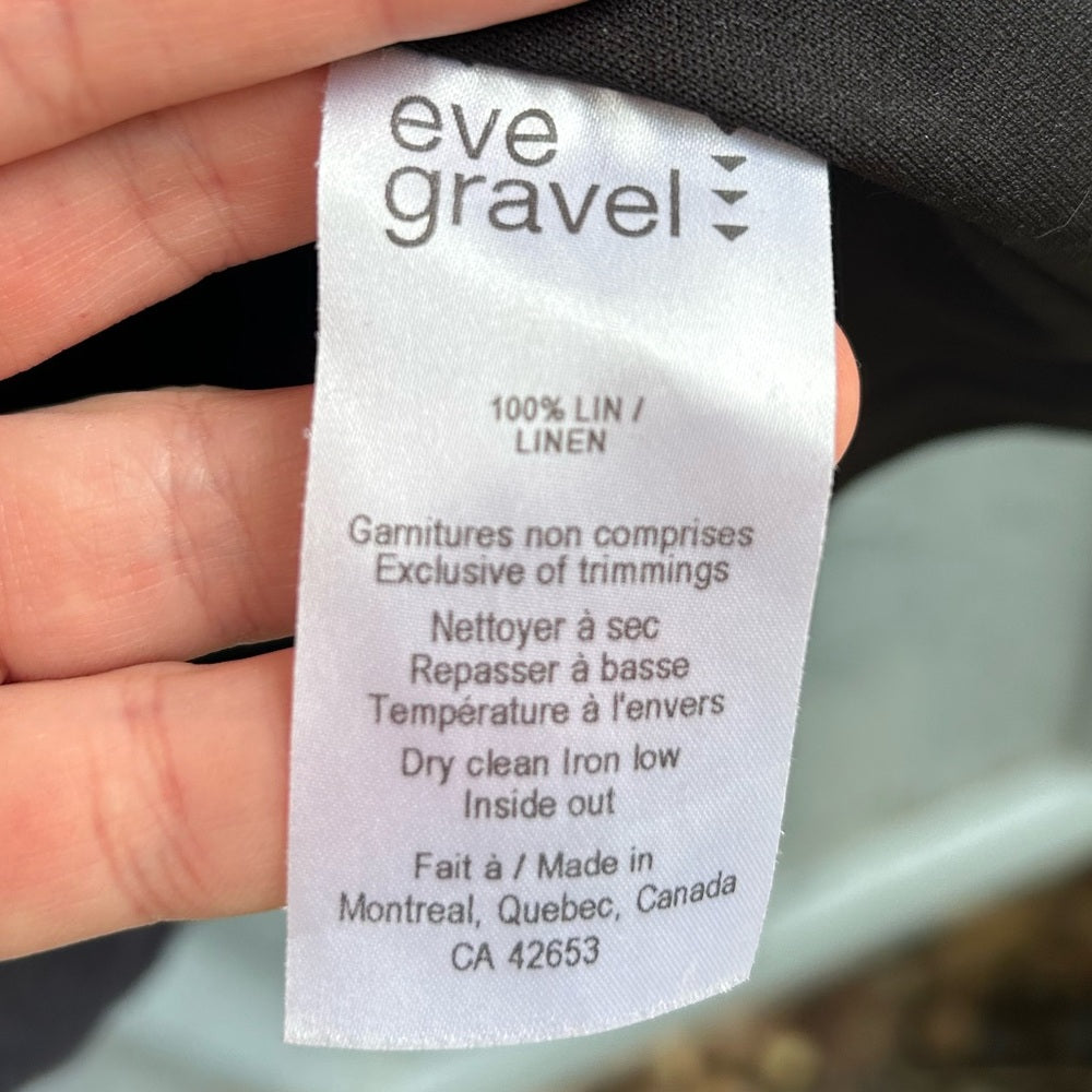 Eve Gravel Navy Linen Faux Wrap Dress, size L