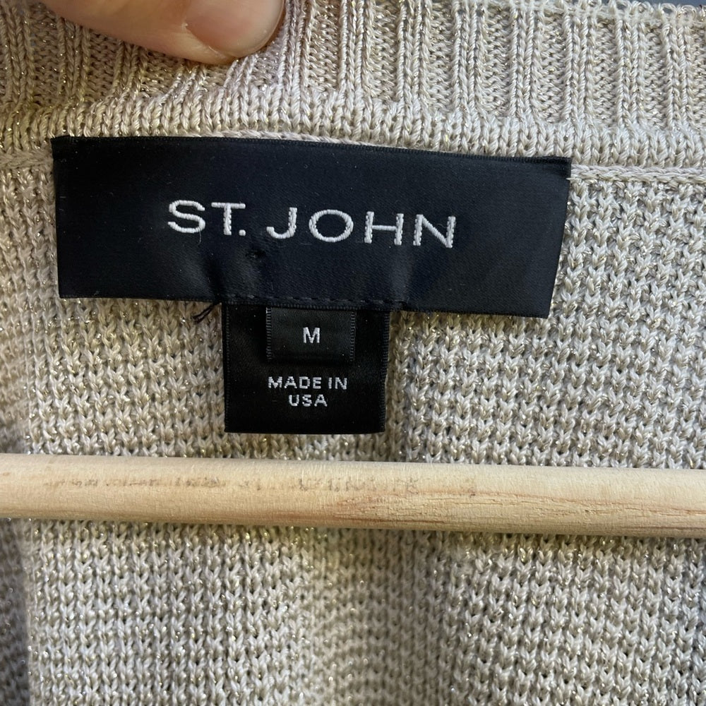 St. John Gold knit cardigan sweater, Medium