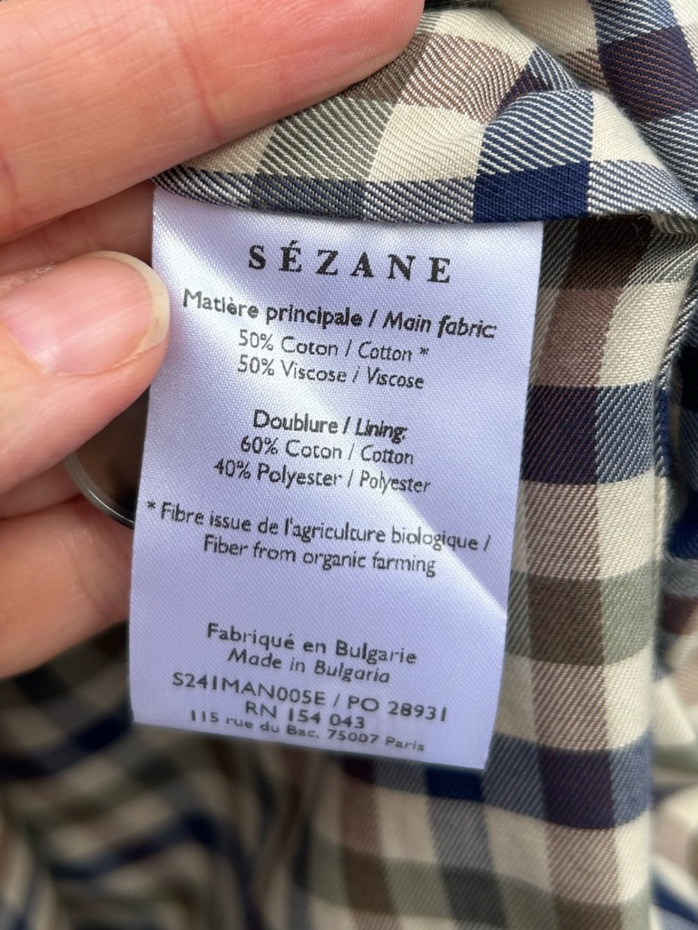 Sezane Taupe Clyde Trench Coat, size 44