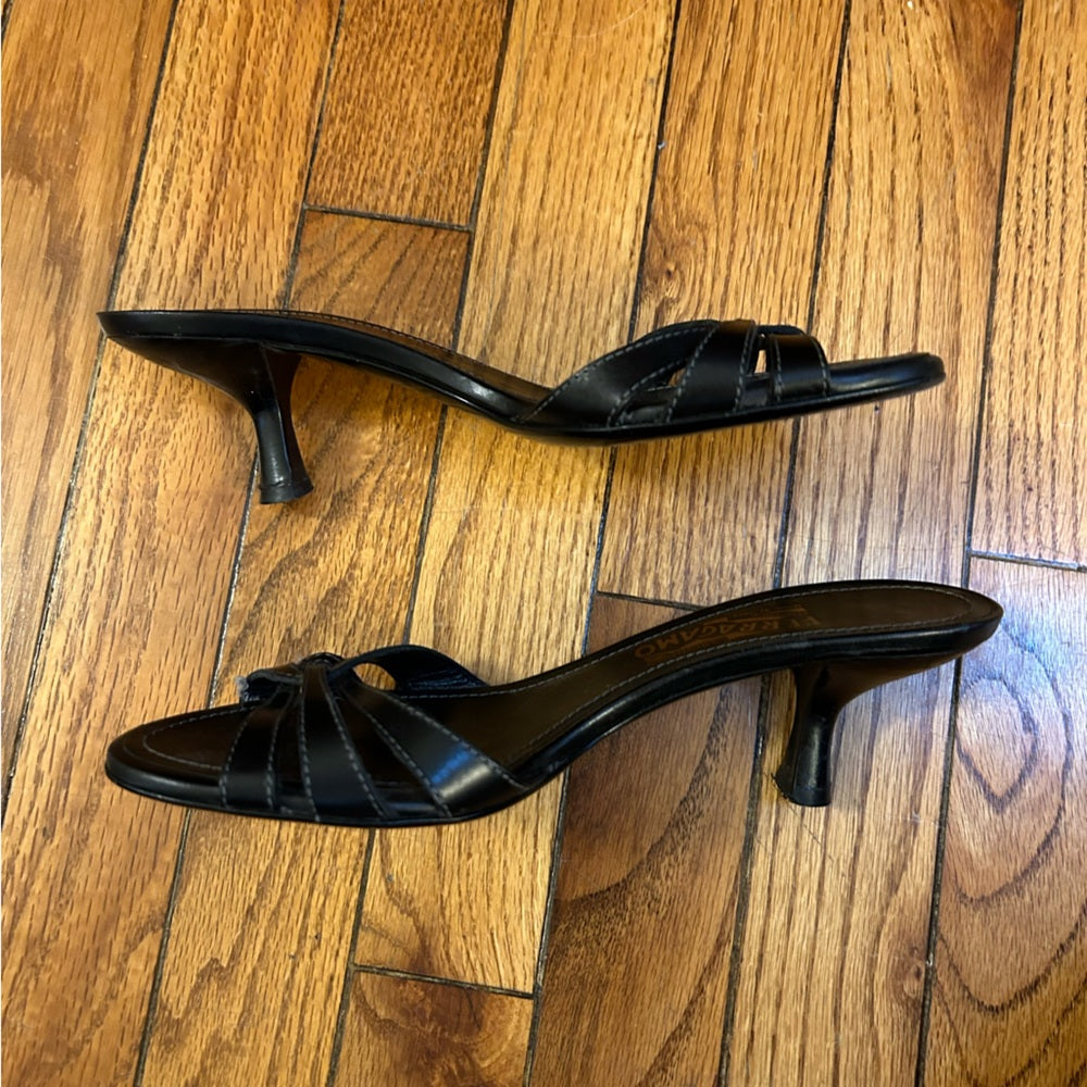 Salvatore Ferragamo Strappy Kitten Heel Sandals, size 8