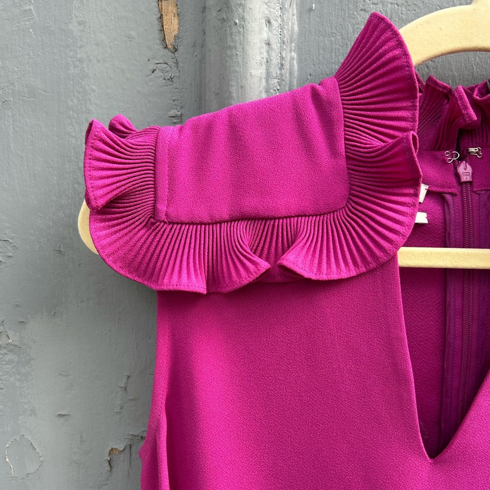 Co collection pink ruffle collar blouse, size S