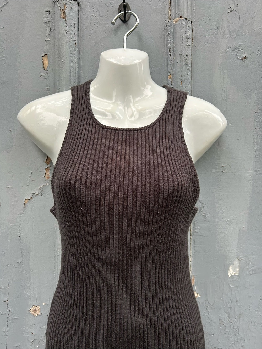 Rhythm Grey Ribbed Tank Dress, Size M