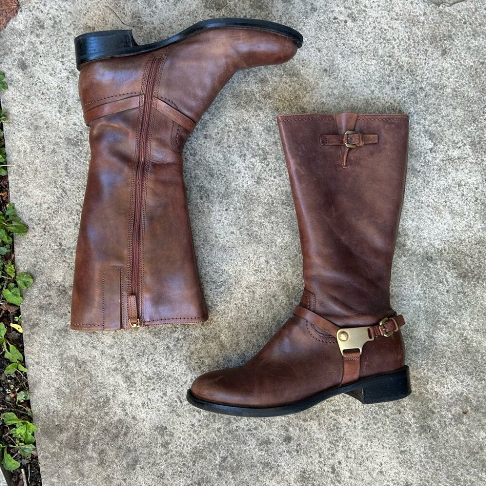 Ecco Leather Hobart Harness Style Riding Boots, size 39