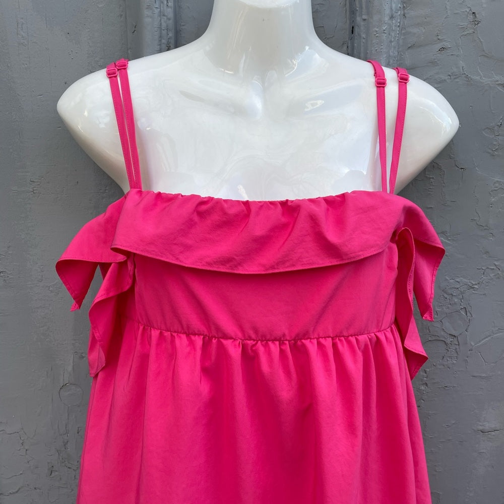 Fiorucci hot pink tiered party dress, size small