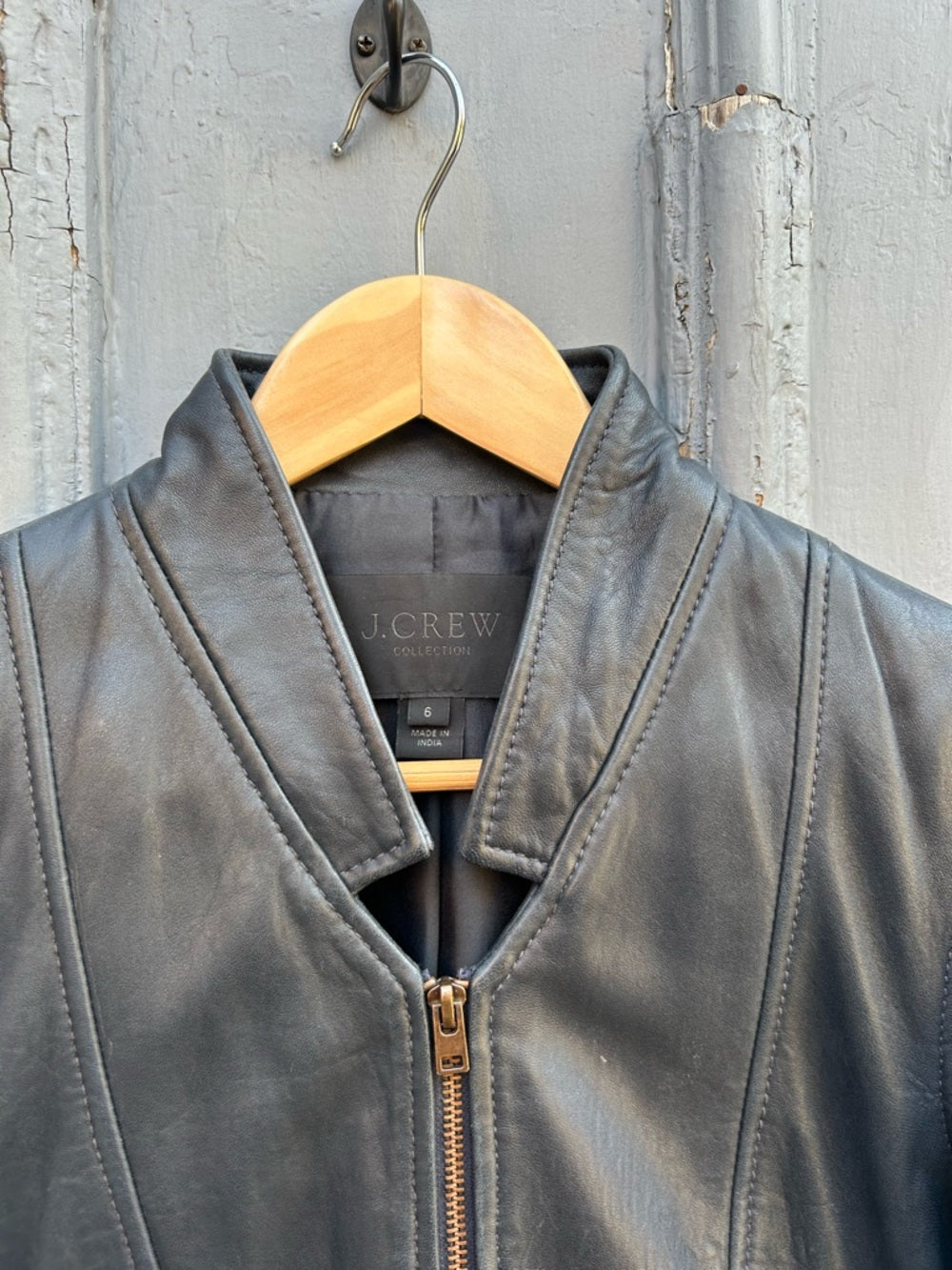 J. Crew Collection Standing Collar Leather Jacket, size 6