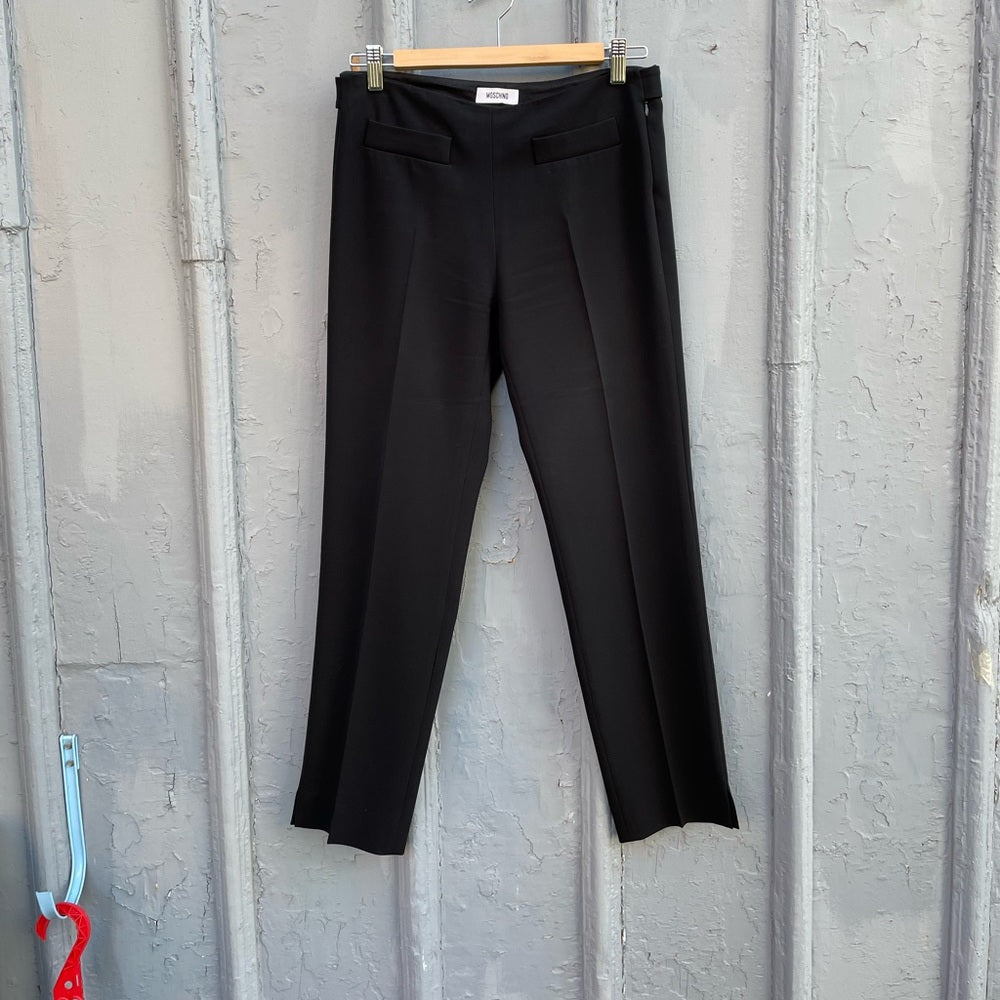 Moschino tailored slim black crop pant, size 6
