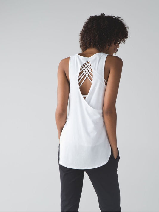 Lululemon White Cruiser Pima Cotton Tank, size 6
