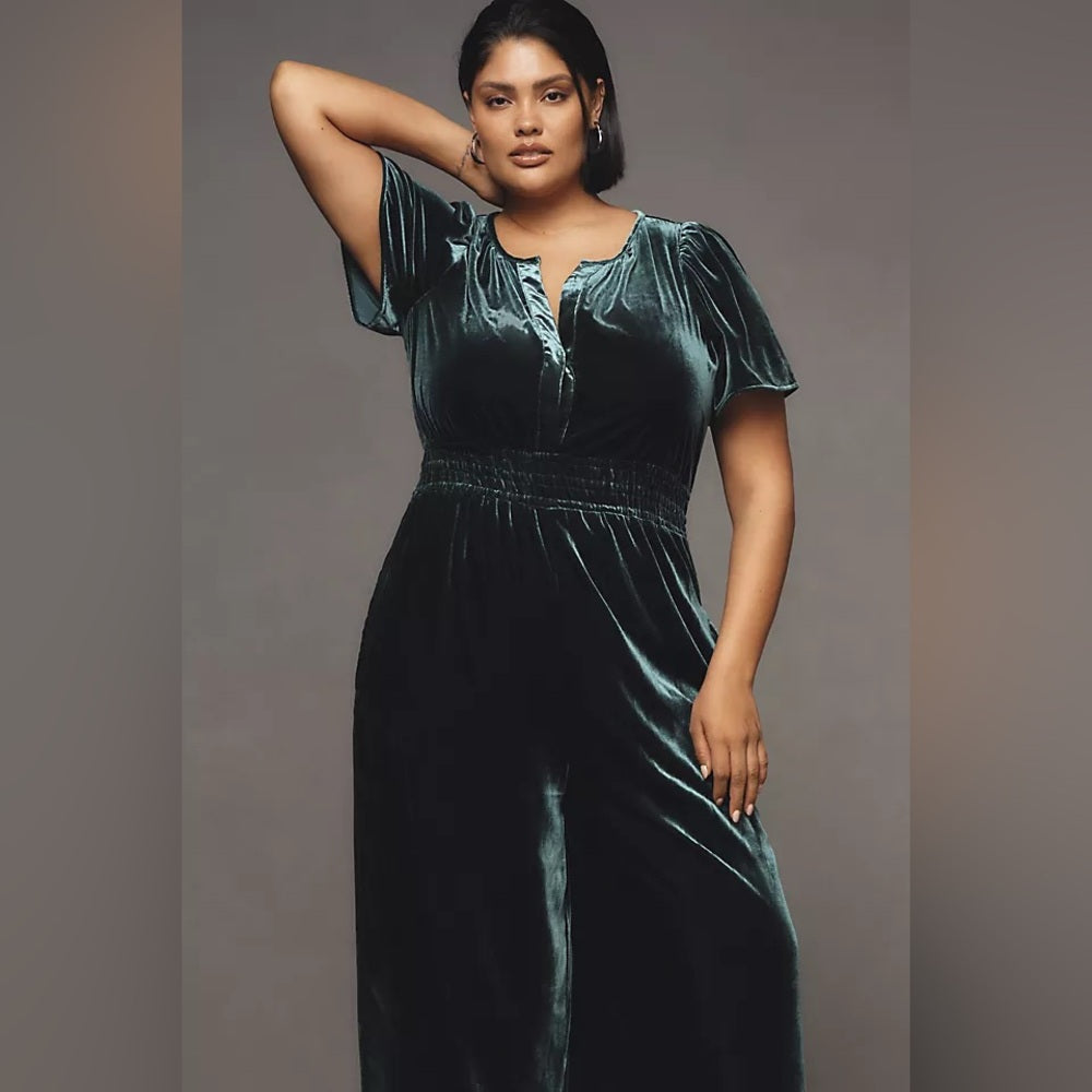 By Anthropologie The Somerset Jumpsuit: Velvet Edition, BNWT, size XL