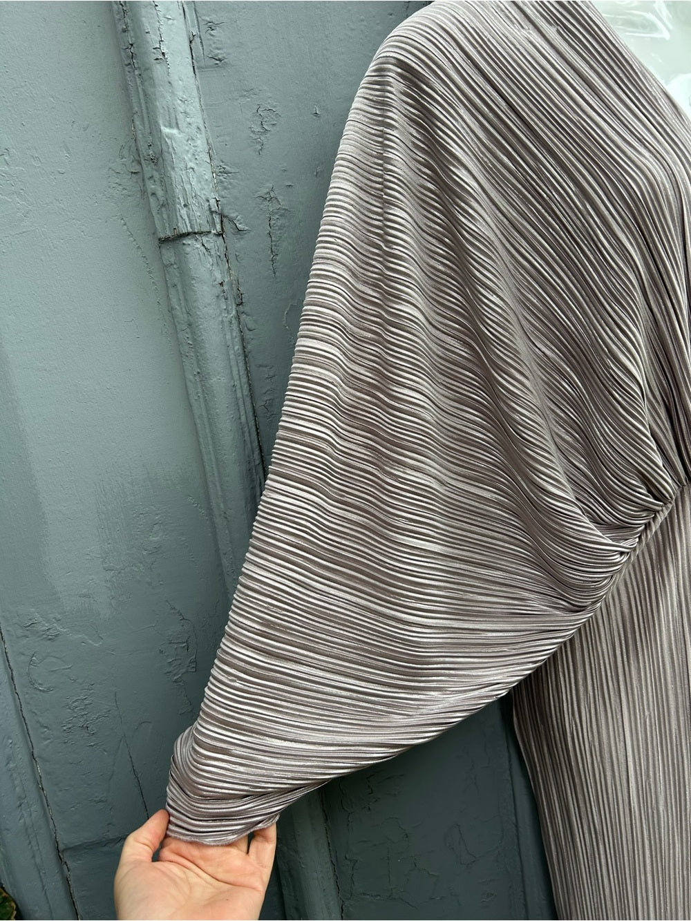 Rotate by Birger Christensen Pleated Silver Jumpsuit, size M