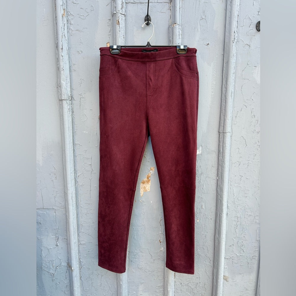 Sanctuary x Anthropologie Burgundy Faux Suede Legging, size XL