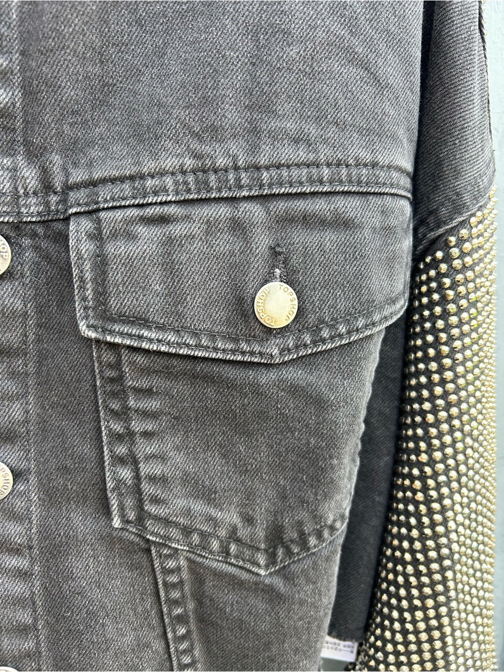 Topshop black denim studded jacket, BNWT, size 6