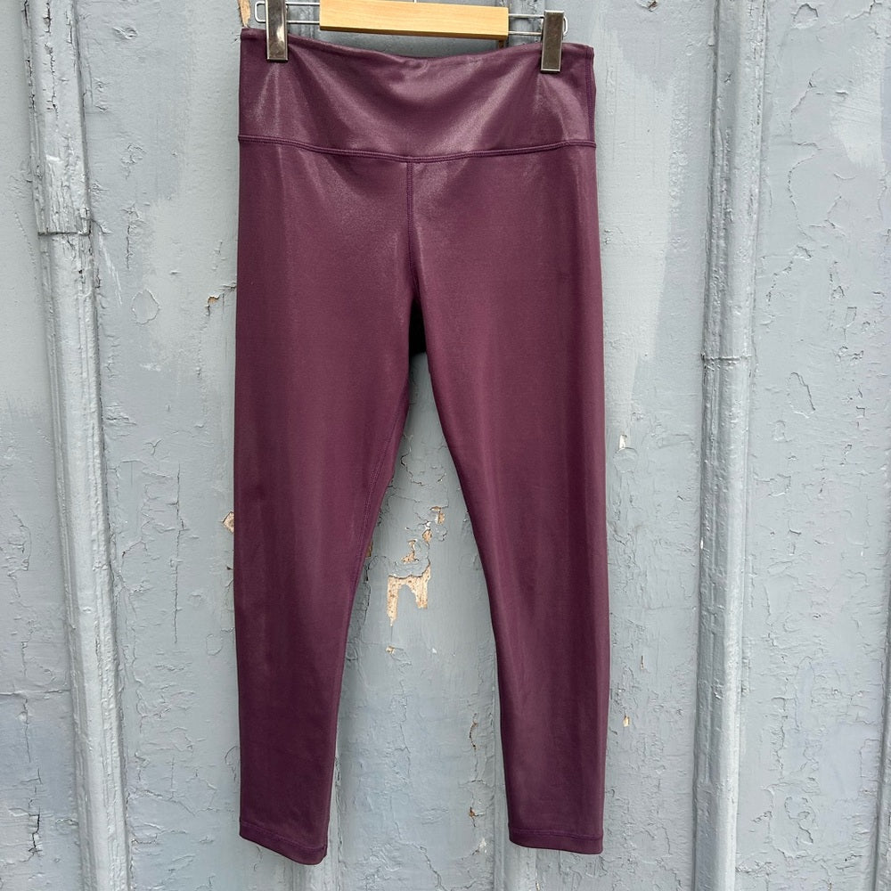 Zyia Plum Metallic Leggings, size 8-10