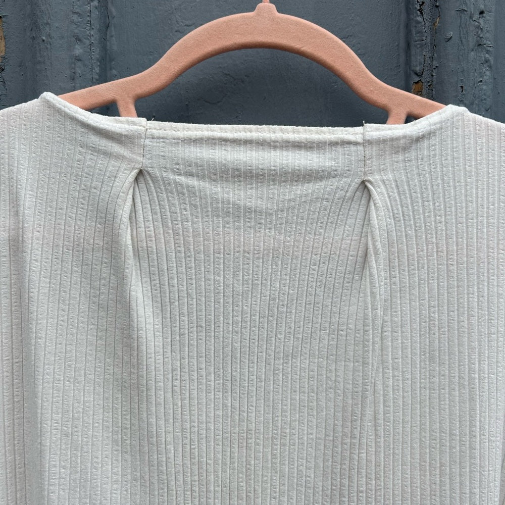 Hackwith Design House White Ribbed Tee, 1/2 (size 1X/2X)