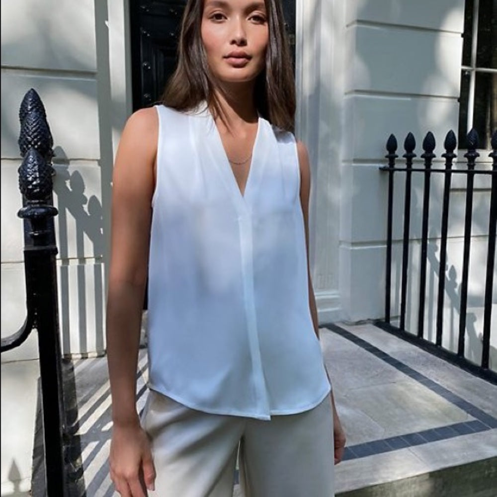 Babaton Sleeveless White Power Blouse, size S