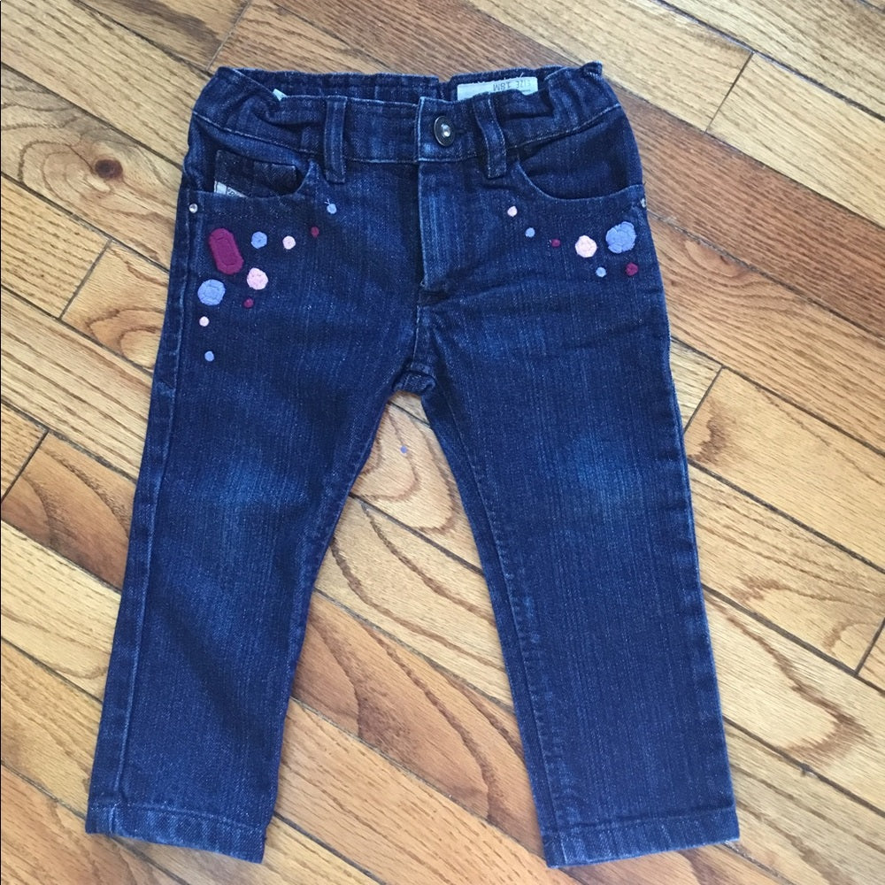 Diesel skinny embroidered  jeans, size 18-24 months