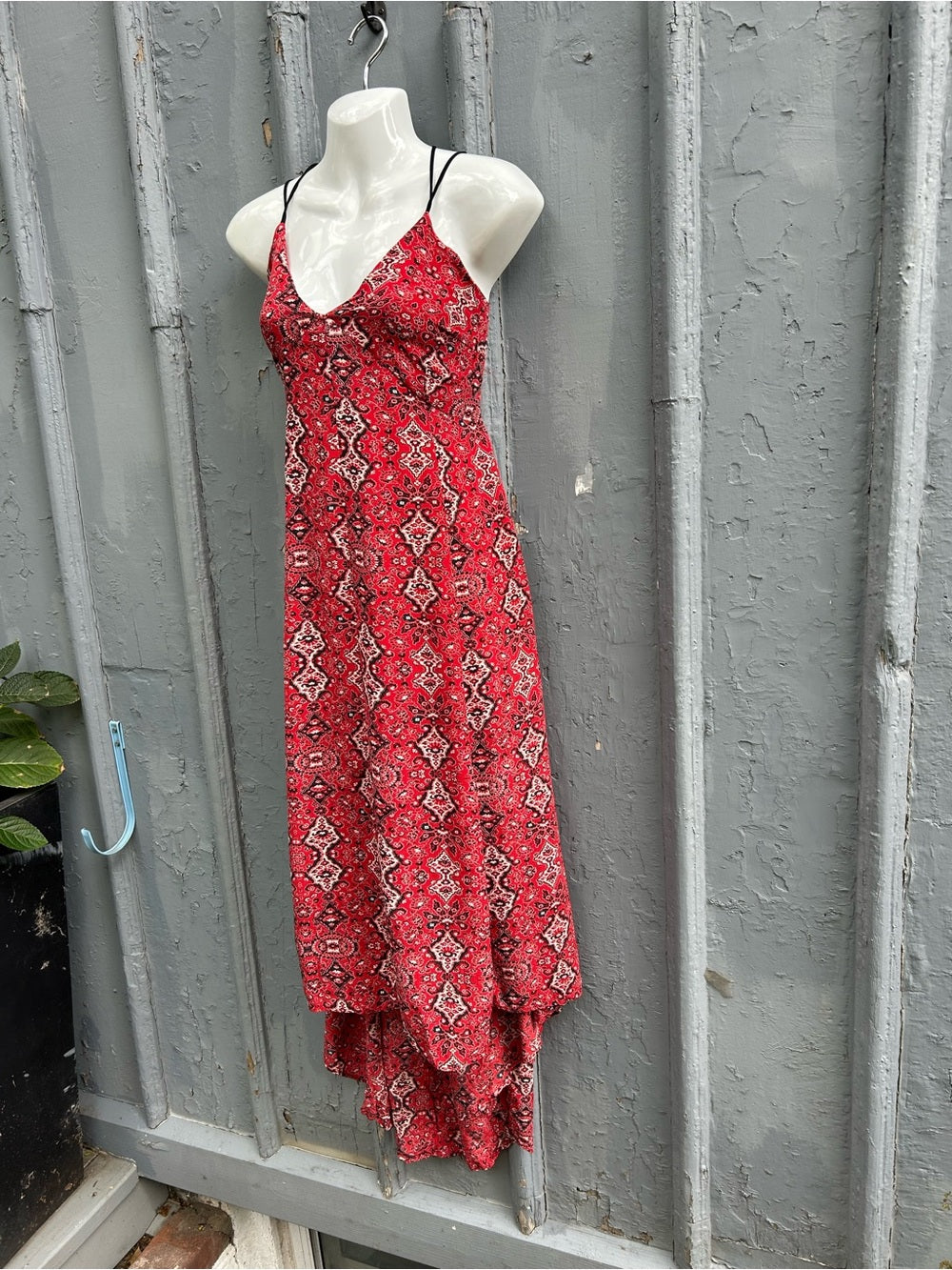 Greylin Red Paisley Silk Maxi dress, size M