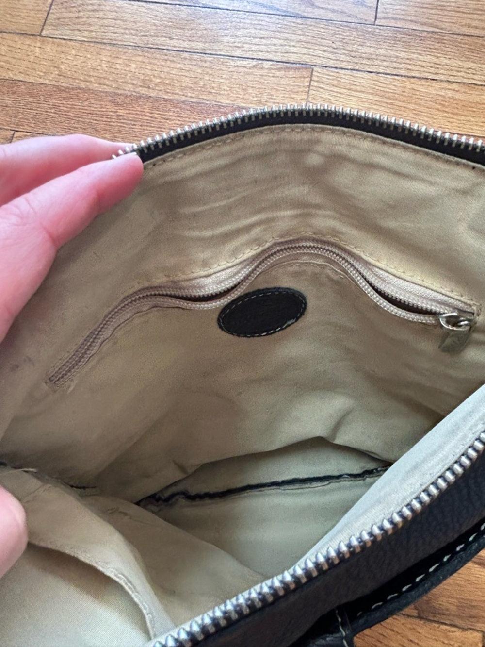 Vintage Roots Black Soft Leather Crossbody Purse, 11” x 12.5”