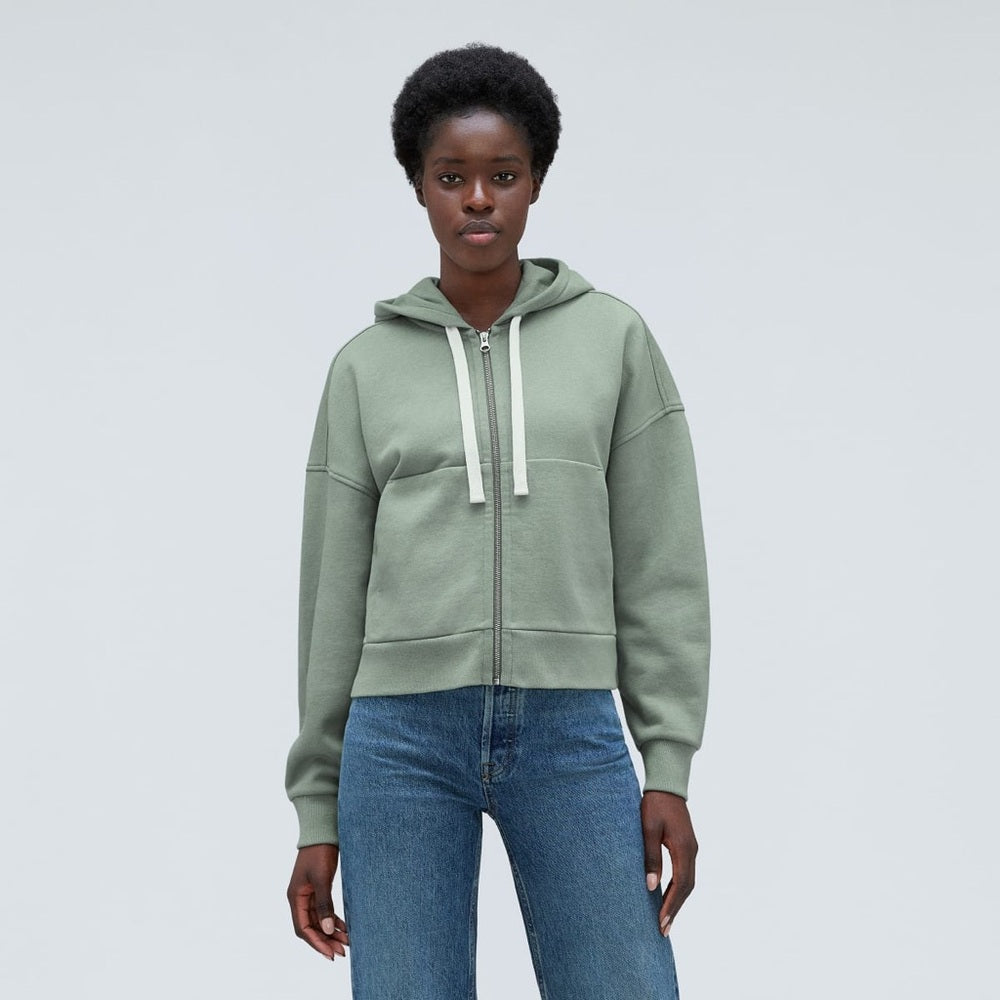 Everlane Seafoam Green The Track Zip Front Crop Hoody, size S