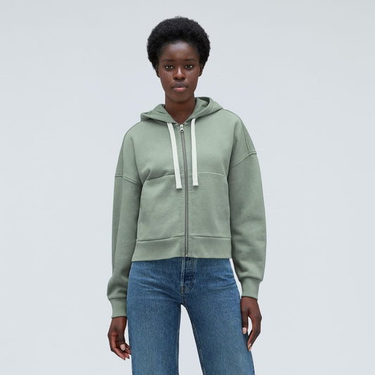 Everlane Seafoam Green The Track Zip Front Crop Hoody, size S