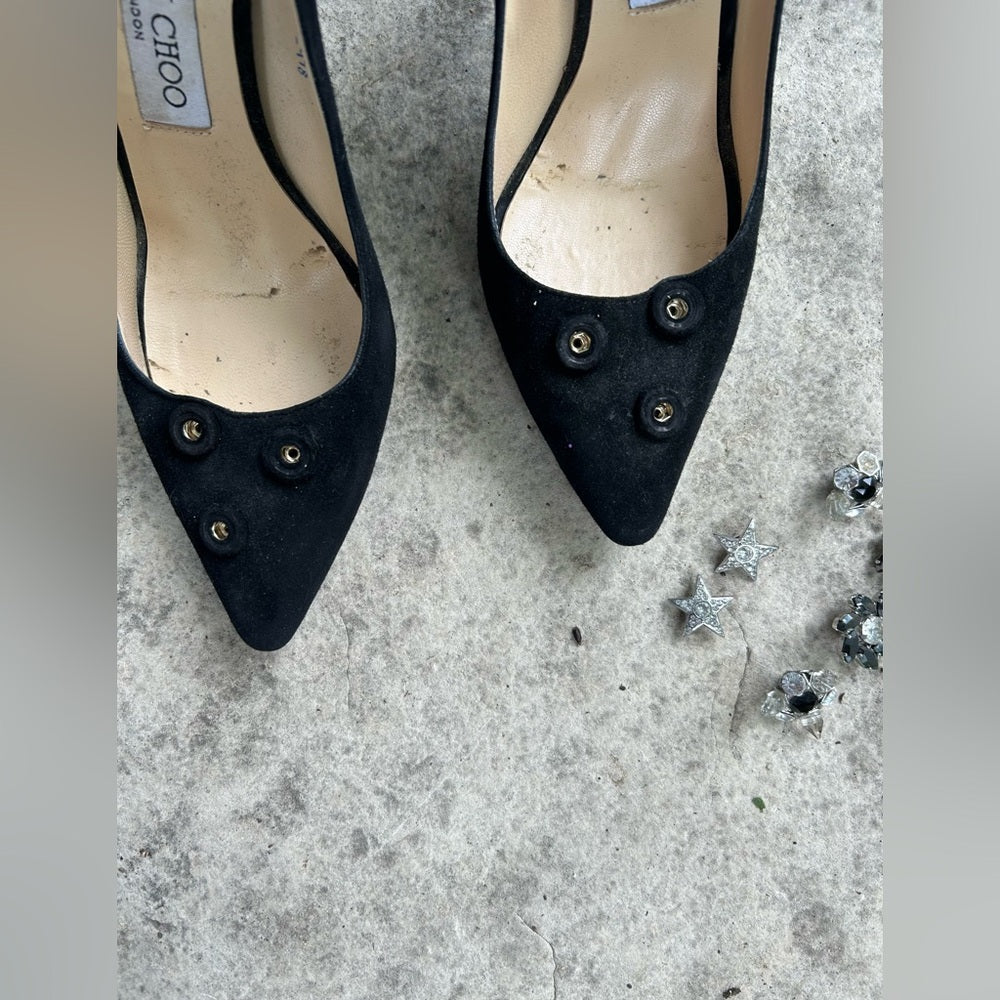 Jimmy Choo Jasmine Black Suede pump with crystals, size 37