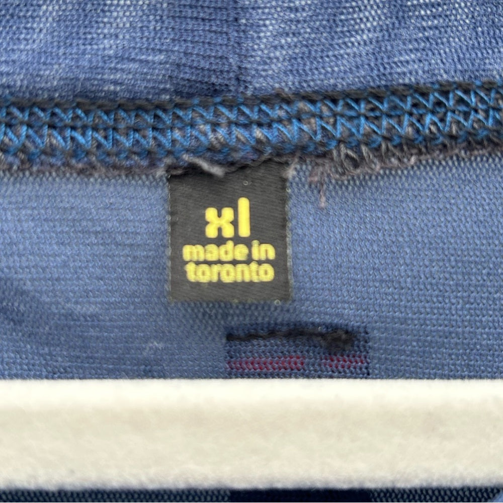 IF (individually Fashioned Toronto)Blue Black long sleeve “bustier”tee, size XL