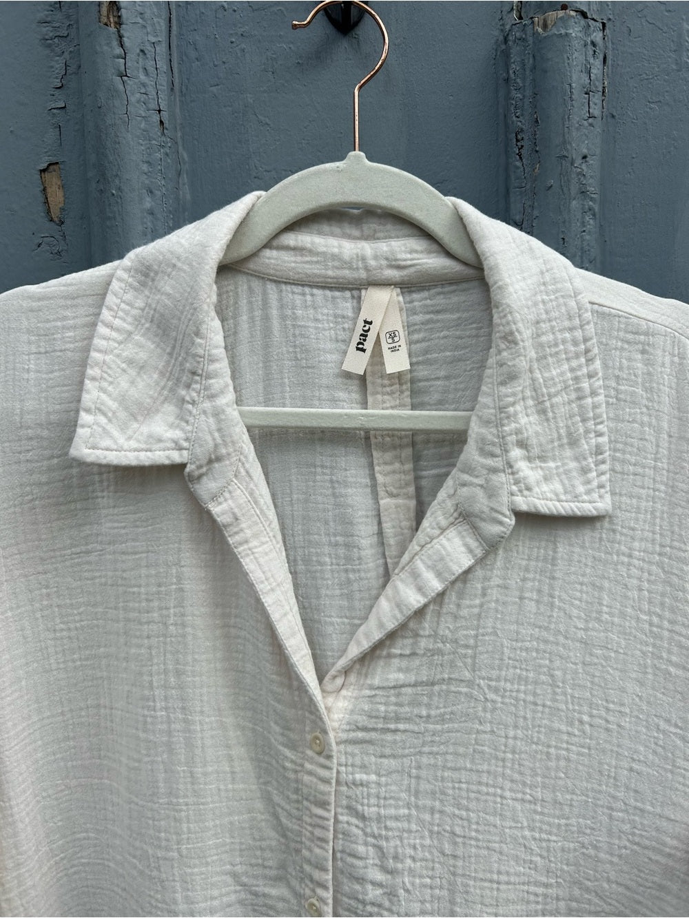Pact coastal Double Gauze Oversized Cotton Shirt, size xs/small
