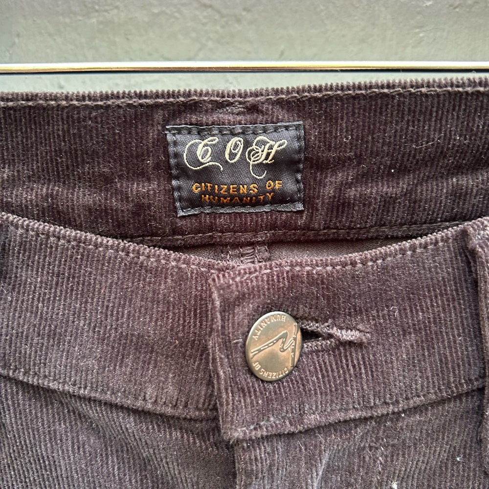 Citizens of Humanity black Amber mid rise bootcut cords, size 27