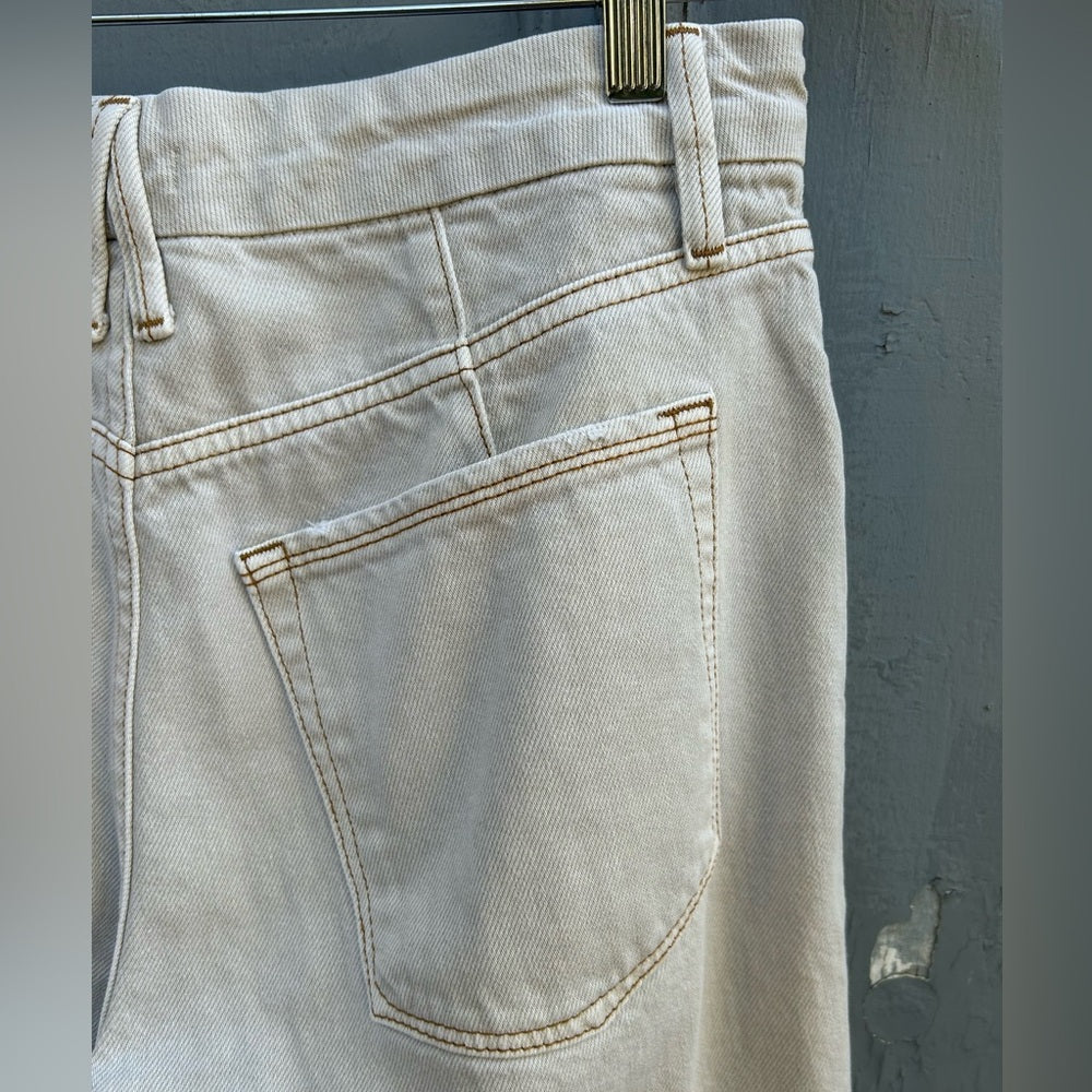 Good American 90’s Icon straight leg bone coloured jeans, size 6/28