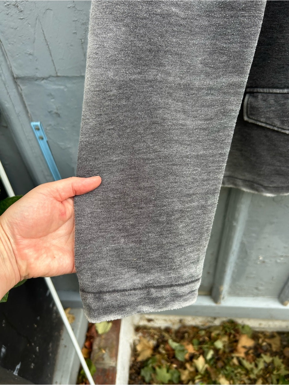John Varvatos Grey distressed button up jersey jacket, size XXL