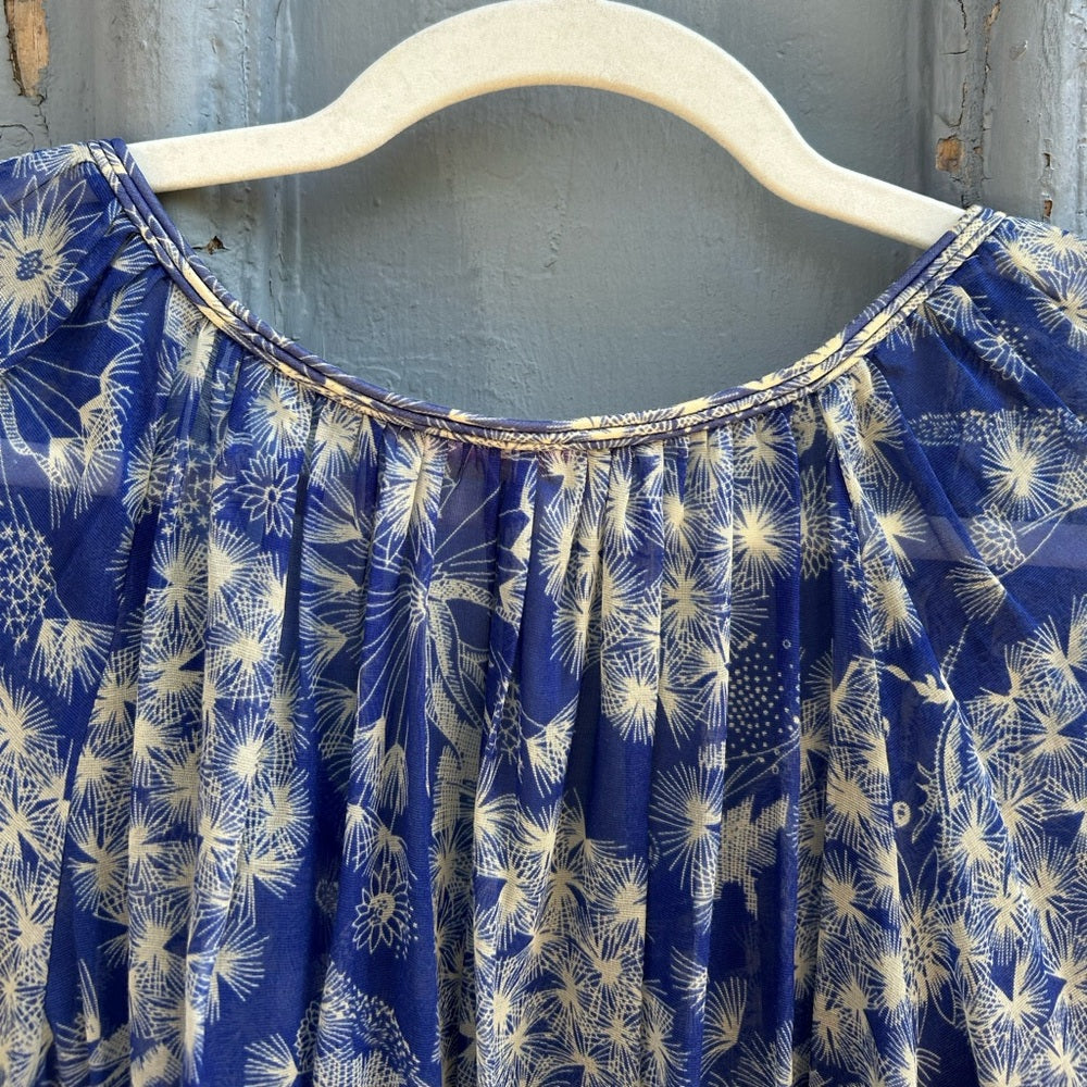 Rebecca Taylor blue silk, cotton blouse, size 6