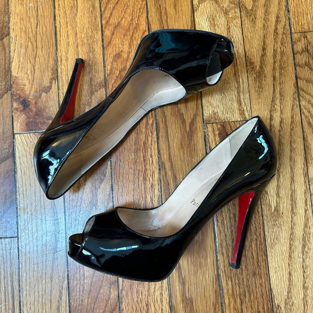 Christian Louboutin Black Very Privé 120 Patent, size 38.5