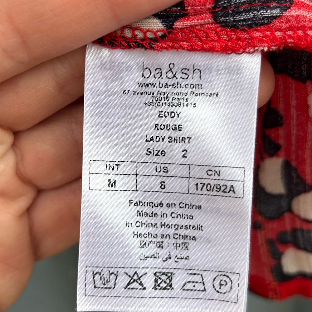 Ba&sh Eddy Rouge floral blouse, size M