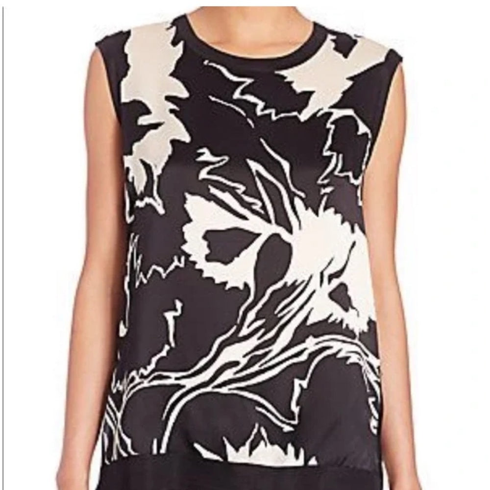 rag & bone x Liberty silk black and white floral sleeveless, size XL