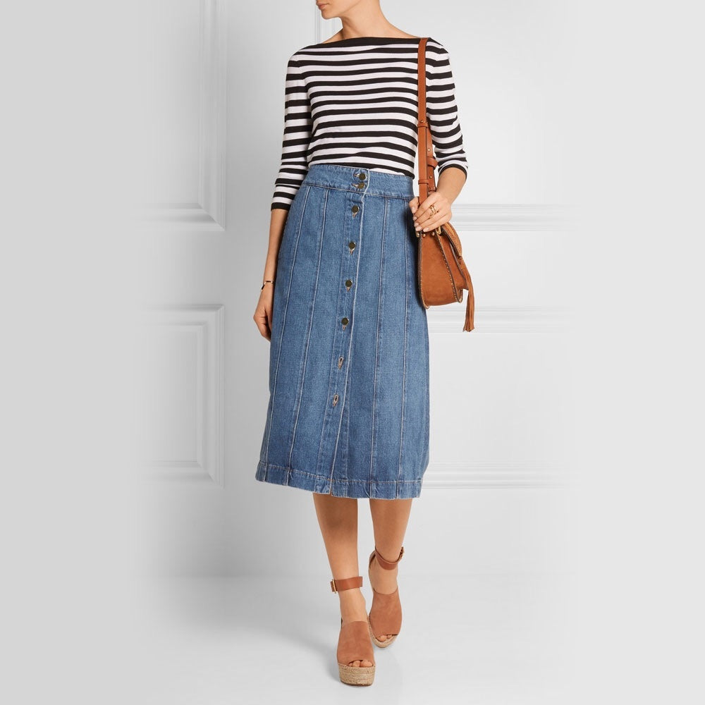 Vintage A frame midi denim skirt, size 10