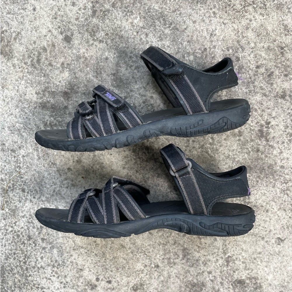 Teva Tirra Youth Sandals Shoes Grey Black Purple, Size 1