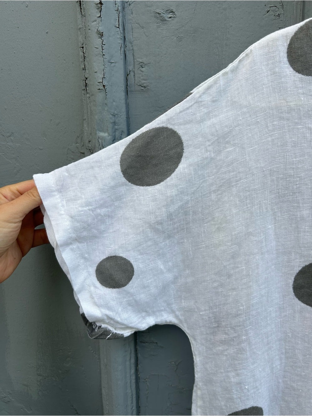 Made in Italy Linen Polka Dot Midi Dress, Approx S/M