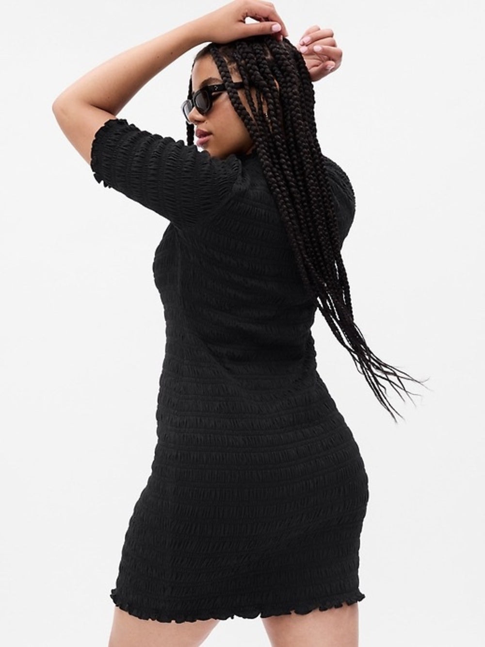 Gap Black Smocked Mock Neck Dress size L