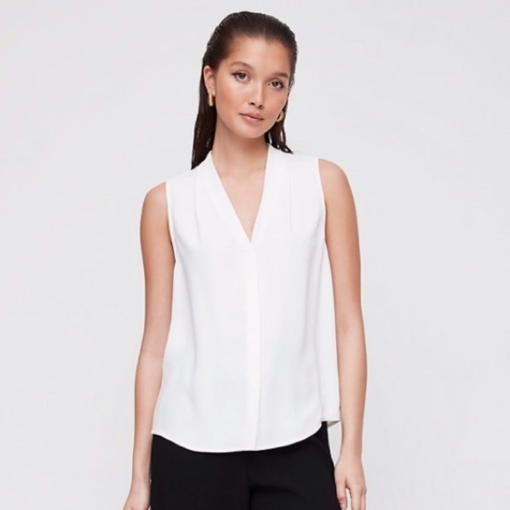 Babaton Sleeveless White Power Blouse, size S