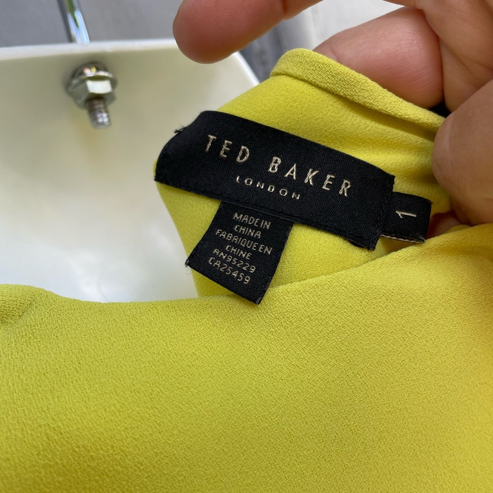 Ted Baker Chartreuse sleeveless blouse, Ted size 1 (small)