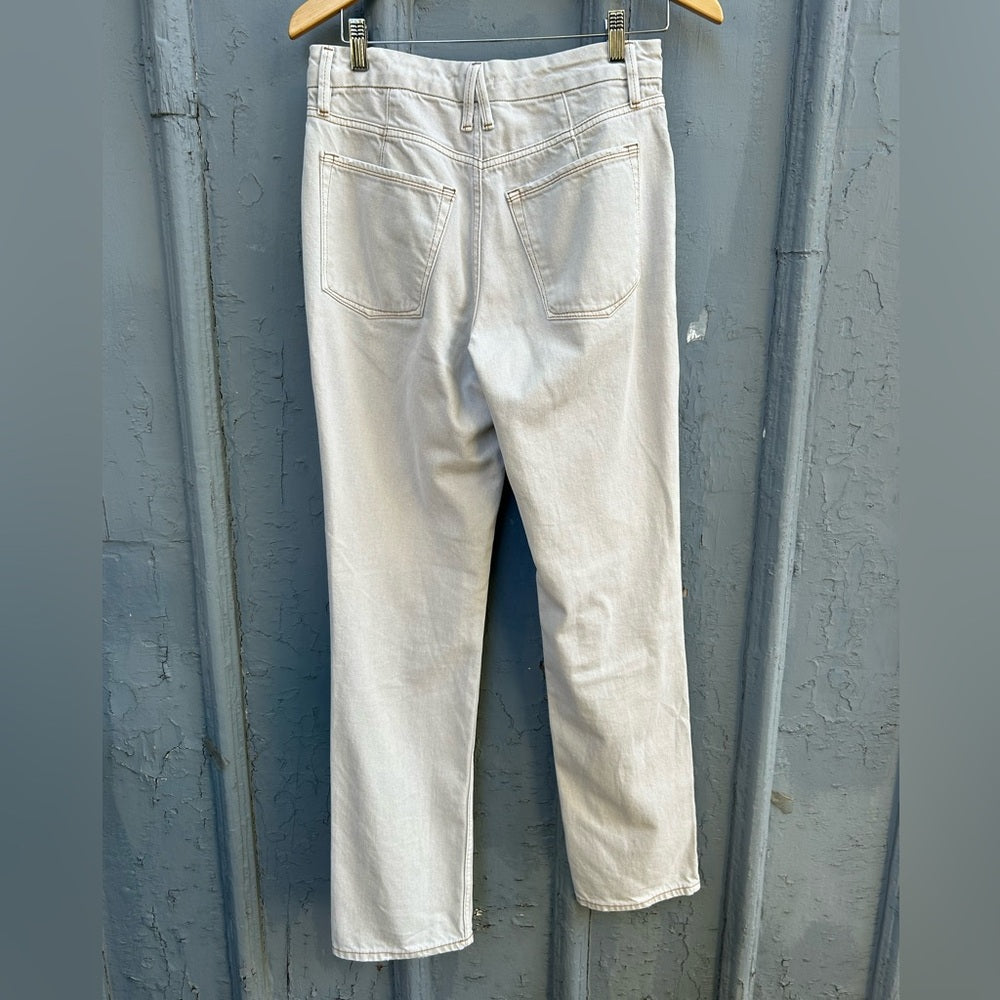 Good American 90’s Icon straight leg bone coloured jeans, size 6/28