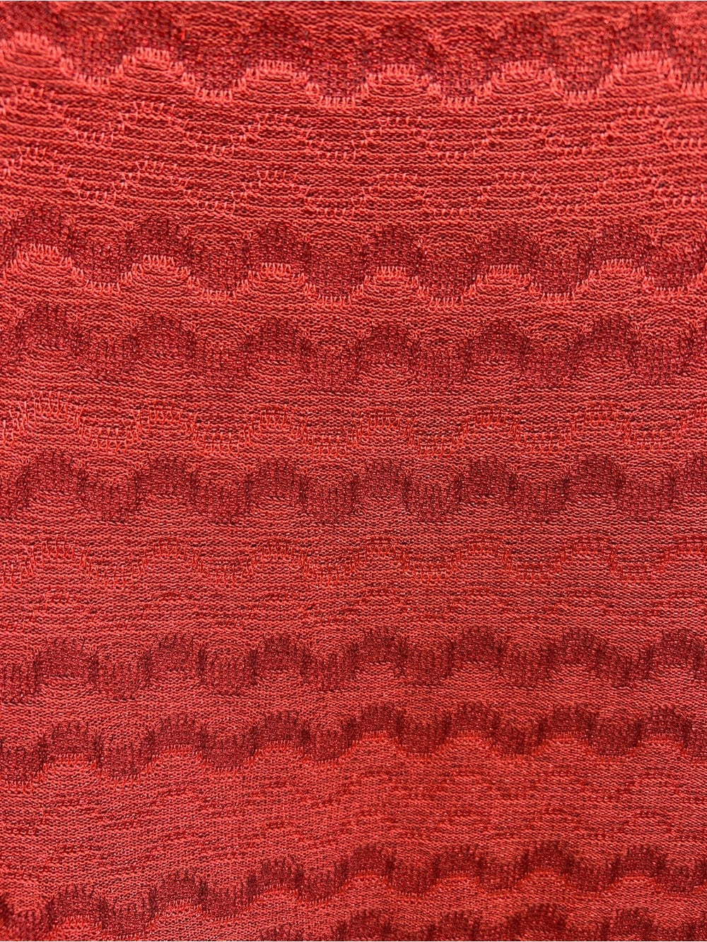 M Missoni Red Metallic Sparkle Lurex Stretch Knit Wave Top, size S