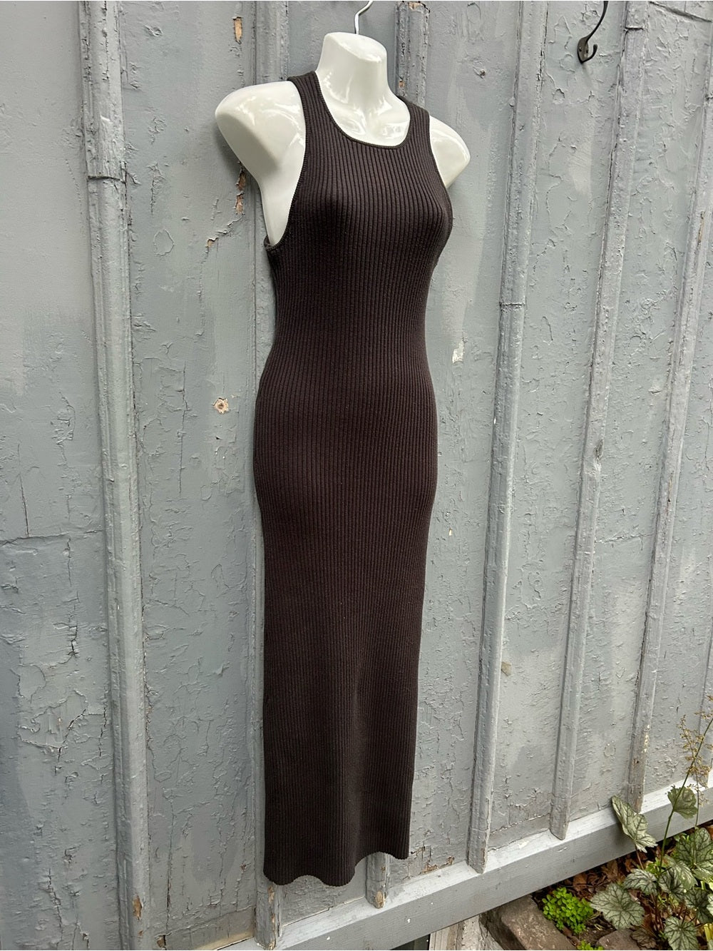 Rhythm Grey Ribbed Tank Dress, Size M