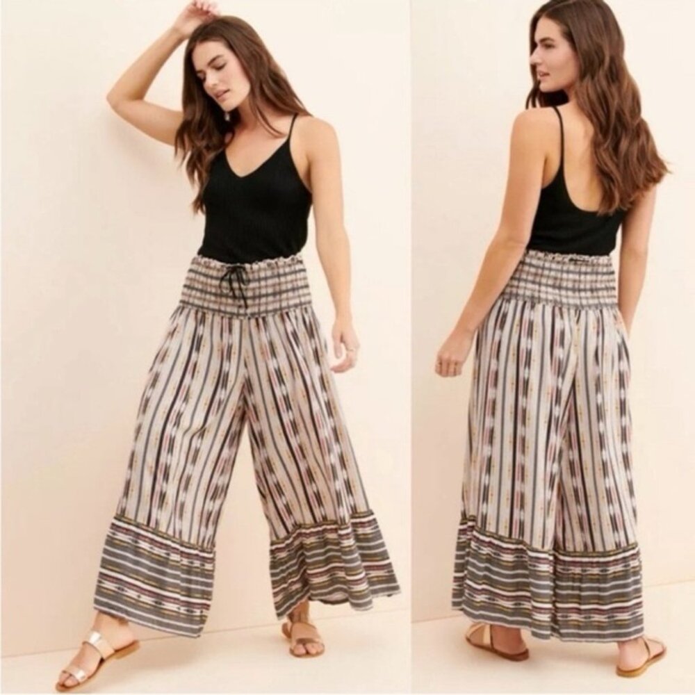 Anthropologie Maeve Zamirah Smocked Wide-Leg Pants, size M