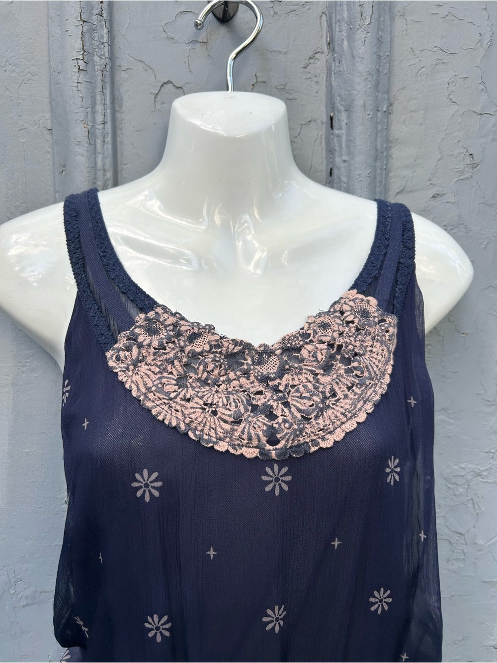 Free People Silk Navy Tulle mini dresss, size 4