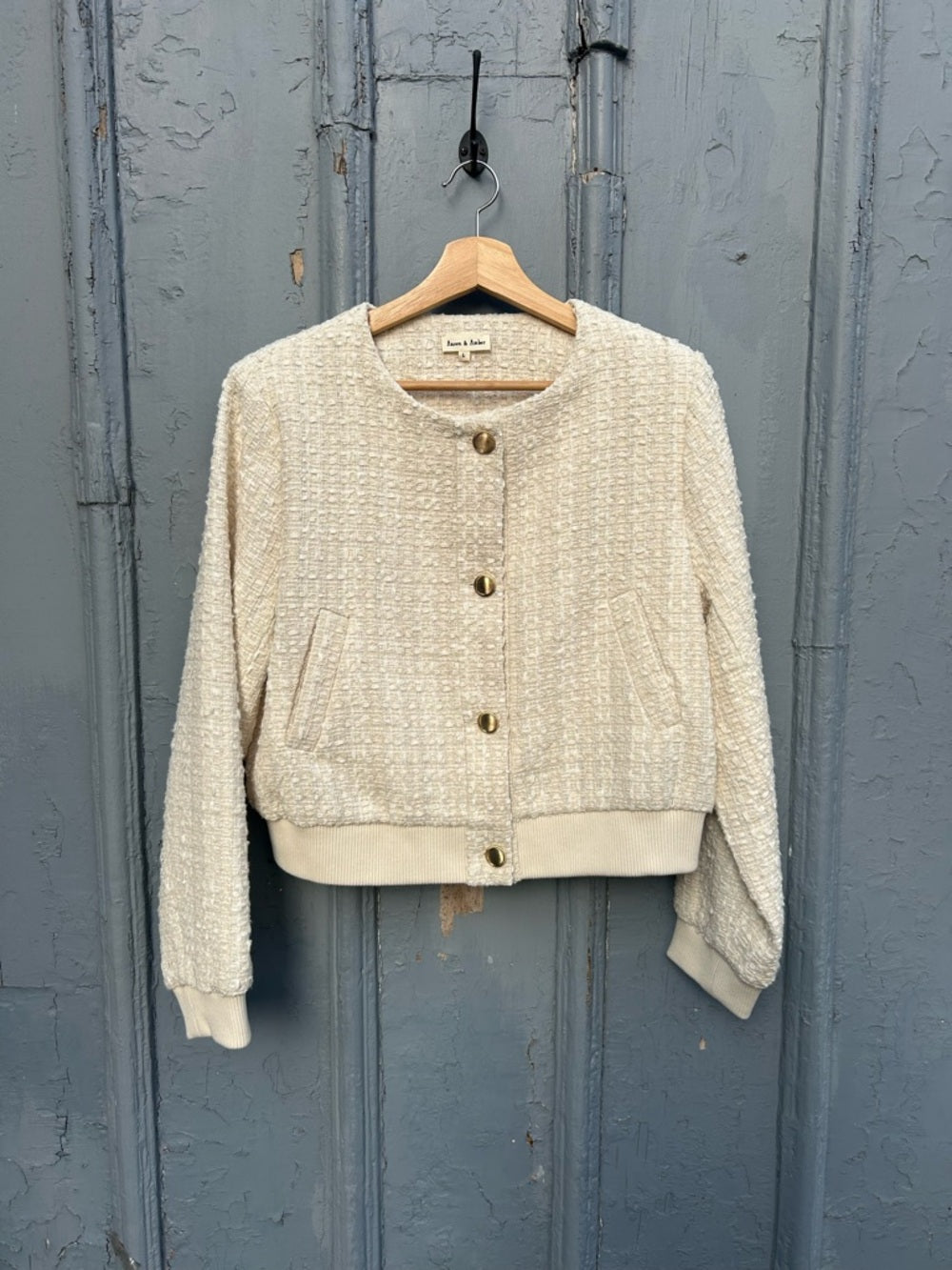 Aaron & Amber Tweed Bomber Jacket, BNWT, size Large